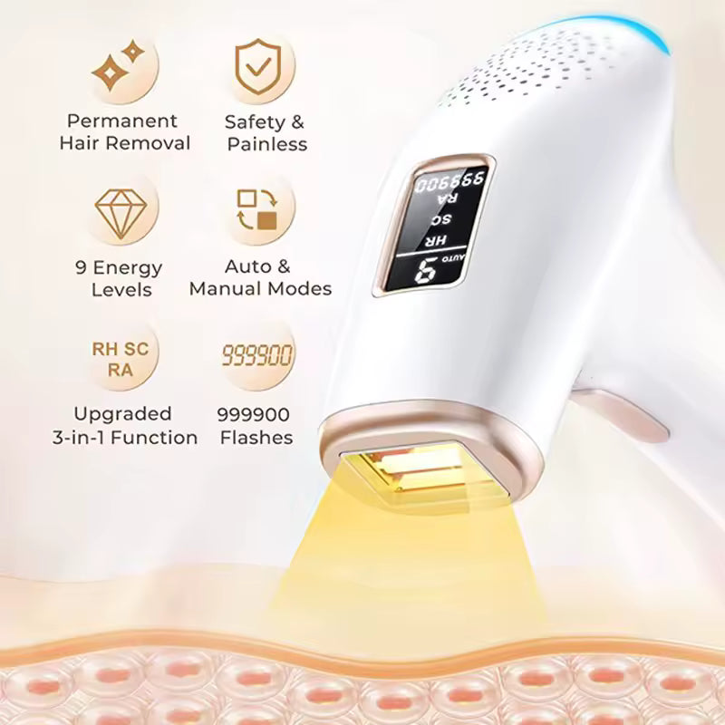 Épilateur IPL 3-en-1 – Épilation durable à domicile (visage & corps)